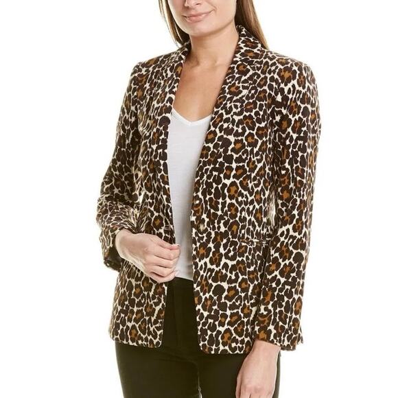 J. CREW Linen Parke Blazer Animal Print Cheetah Leopard Size 8 - Picture 1 of 16